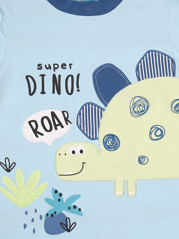Boys Medium Light Blue Short Sleeve Knitted Romper image number null